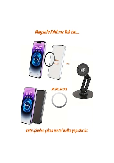 Masaüstü Telefon Tutucu Manyetik Mıknatıslı Metal Taban 360 Derece Tek Renk