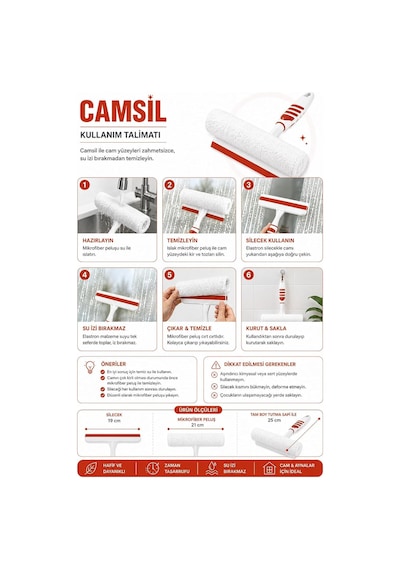 Pratik Kolay Mikrofiber Peluşlu Camsil 2'si 1 Arada Mikrofiber Peluşlu Cam Sileceği İz Bırakmayan Elastrom Sile Genel