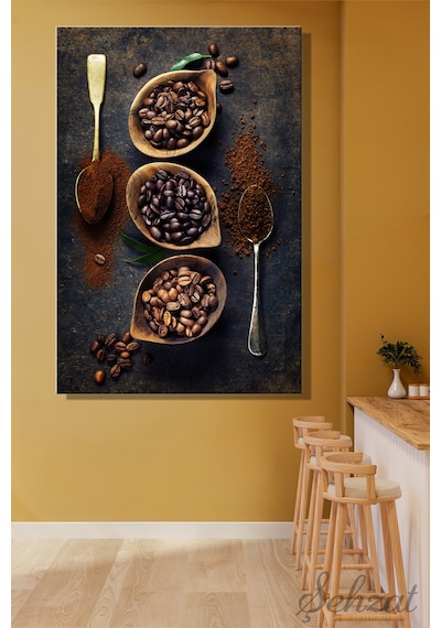 Dikey Tekli Kanvas Duvar Tablosu Modern Kafe Restoran Mutfak Çekirdek Kahve Kahveci Vintage