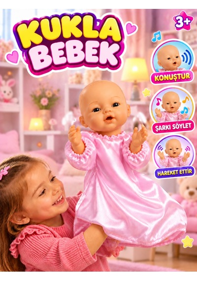 Sevimli Kukla Bebek Haraket Ettir Konuştur Şarkı Söylet 38 Cm Eğitici Ve Eğlenceli Oyuncak Kukla