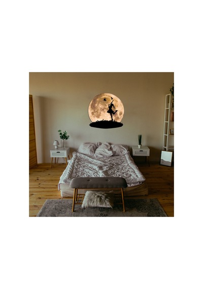 Kişiselleştirilebilir Led Işıklı Epoksi Cam Katmanlı Tablo Kaylee Dolunay Sarı - 738127534 Sarı