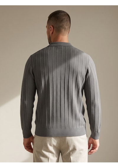 Maccali Erkek Antrasit Fitil Detaylı Fermuarlı Polo Yaka Triko Sweatshirt