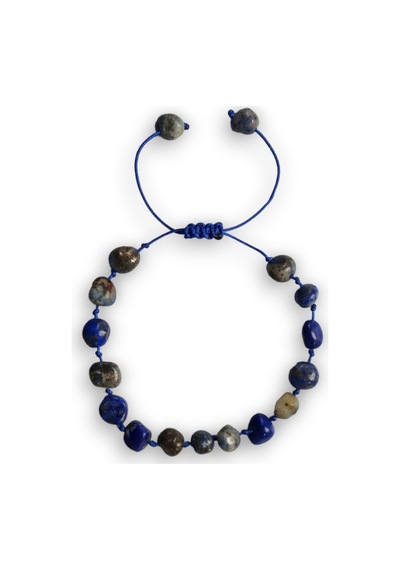 Doğal Lapis Lazuli Bileklik Makrome Ayarlı 417-5 Çok Renkli