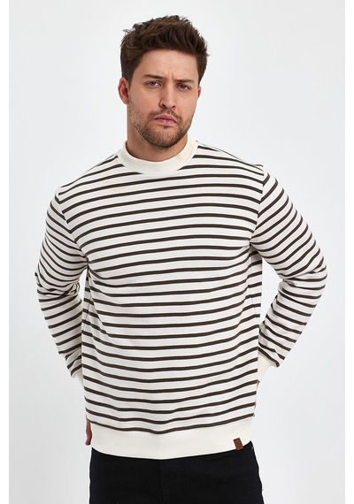 Alexander Gardi Alexandergardı Bisiklet Yaka Çizgili Sweatshirt E23-761a-erk Beyaz - Haki
