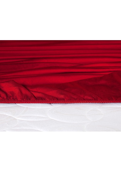 Madame Coco Ciel Tek Kişilik Plus %100 Pamuk Lastikli Saten Çarşaf - Kırmızı 8684427179512 Kırmızı
