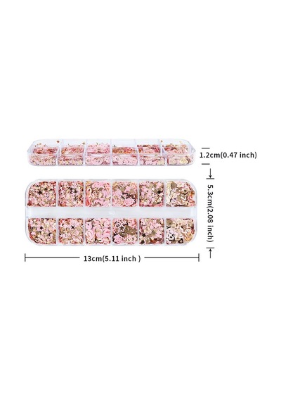 Pembe Ve Gold Tırnak Süsleme Folyo Pulları Karışık Dizayn Ay Yıldız Kalp Nail Art
