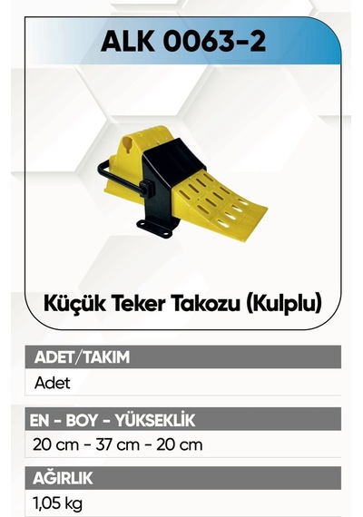 Alkotek Küçük Teker Takozu Sarı Kulplu 2.kalite