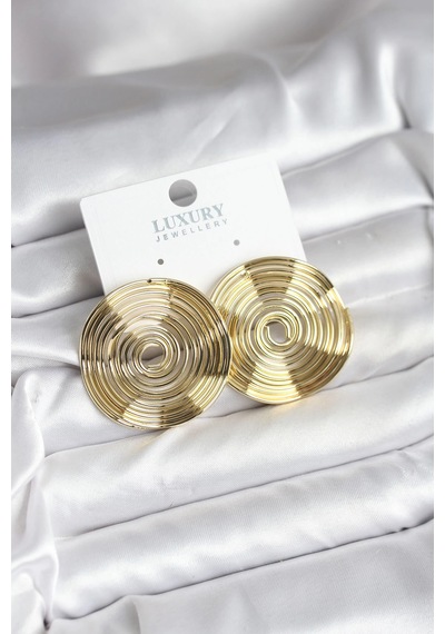 Mey İthalat Pirinç Gold Renk Circle Model Kadın Küpe çok renkli