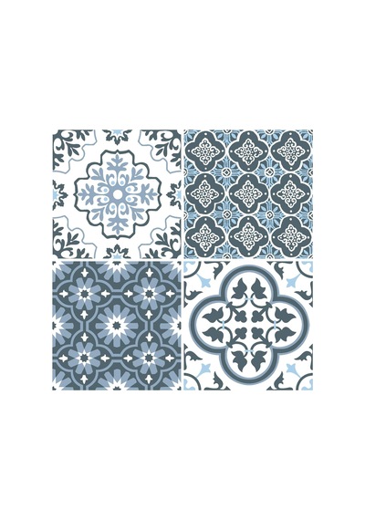 Wallpops Fp2951 Leyton Peel & Stick Floor Tiles Yer Karosu, Mavi