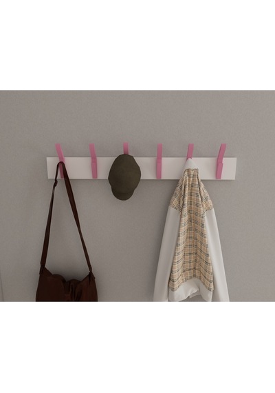 Hepsi3boyutlu Modern Duvar & Kapı Kanca Askılık - 6 Adet Pembe Kanca Askılık - Model No : 3 Pembe