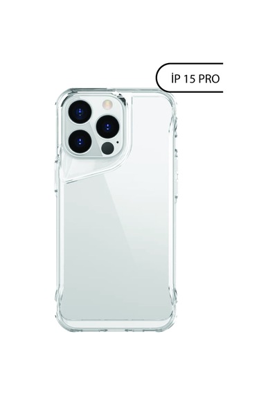 İphone 15 Pro İle Uyumlu Darbe Emici Kamera Çıkıntılı Sert Mountain Şeffaf Kılıf Çok Renkli
