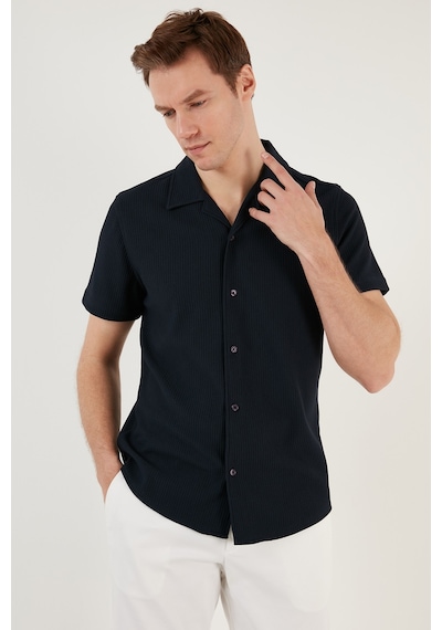 Buratti Pamuk Karışımlı Apaş Yaka Kısa Kollu Regular Fit Erkek Gömlek Cf24S115882 Lacivert Buratti Pamuk Karışımlı Apaş Yaka Kısa Kollu Regular Fit Erkek Gömlek Cf24S115882 Lacivert