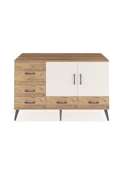 Kronos Konsol 4 Raflı 5 Çekmeceli 2 Kapaklı 132x59x83 Çam-aytaşı/çam Aytaşı/çam
