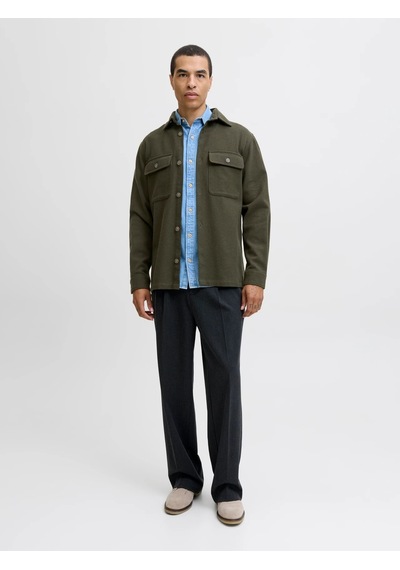 Jack & Jones Jack&jones Jprrayle Melange Solid L/s Erkek Gömlek 12286840 Haki