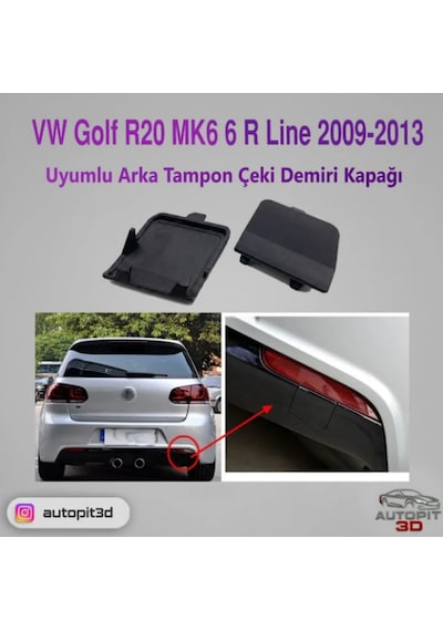 Volkswagen Golf R20 Mk6 6 R Line 2009-2013 Uyumlu Arka Tampon Çeki Demiri Kapağı