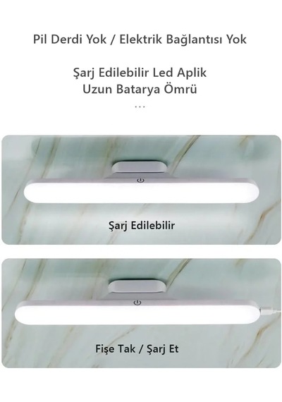 Lunaev Cabınet Şarjlı Kolay Taşınabilir Mıknatıslı Led Işık Kablosuz Kademeli 3 Renk Aplik .
