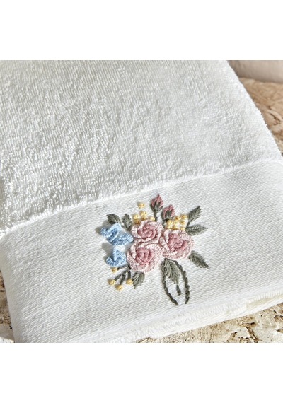 Comfort Touch Nakışlı%100 Pamuk Havlu Mavi 30x50 Cm Çok Renkli