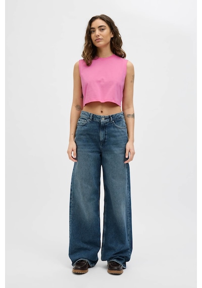 Jjxx Jxalvıra Slım Sl Crop Eve Pembe Kadın Kısa Kol T-shirt Pembe
