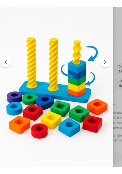 Organik 3d Baskı Renkli Şekil Eşleştirme Oyuncağı - Eğitici Aktivite Seti - İnce Motor Gelişimi