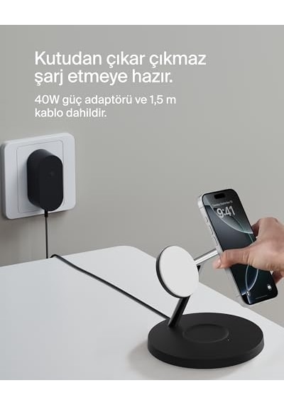 Tr'ü 1 Arada Qi2 Şarj Cihazı Magsafe Uyumlu Kablosuz Şarj Istasyonu 16 Serisi Kaymaz Tabanlı Airpods Için Qi2 Kabl