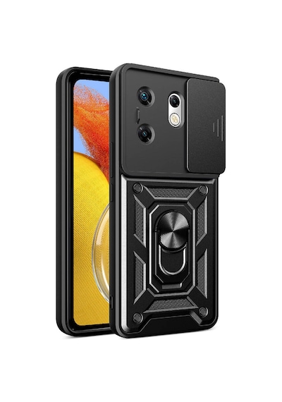 Zore İnfinix Zero 30 4g Kılıf Magnetik Standlı Kamera Korumalı Sürgülü Vega Kapa Siyah