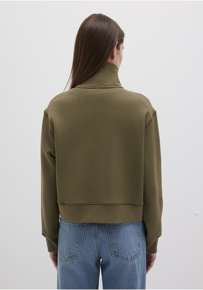 Mavi - Yarı Fermuarlı Haki Sweatshirt 1s10391-71589 Yeşil