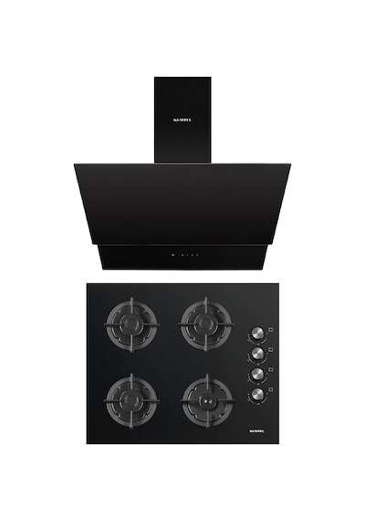 Kumtel Plus KO-40 TAHDF + DA6-835 2'li Siyah Ankastre Set
