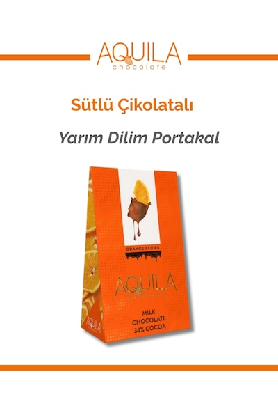 Aquila Chocolate Sütlü Çikolata Kaplı Portakal Dilim - 80 Gr