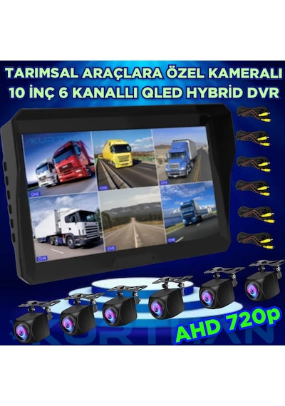 6 Ad 170 Derece Balık Gözü Lens Ahd 720p Kamera Qled 10'' Ekran
