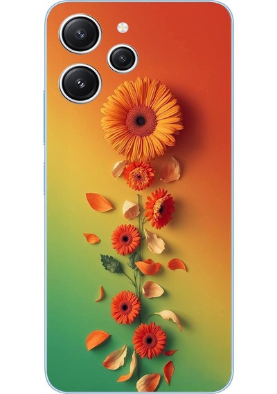 Redmi 12 Uyumlu Ayçiçeği Bükleleri Baskılı Silikon Kılıf Renkli