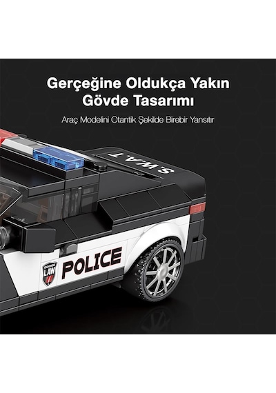 Reobrix Technic 662 Dodge Challenger Polis Arabası Yaratıcı Yapı Blok Seti Building Blocks Ram Police Car - 372 Parça