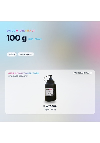 Hp 415a W2030a Toner Tozu Siyah 100gr / Color Laserjet Pro M454 / M479 Enterprise M455 / M480
