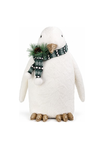 Yılbaşı Figürü Penguen Yeşil Atkılı Beyaz 53 Cm