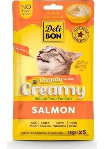 Delibon Creamy Somonlu Sıvı Kedi Ödül Maması 5 x 15 G