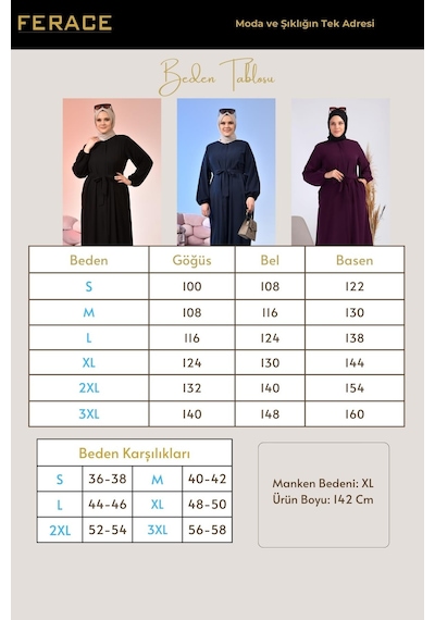 Kadin Buyuk Beden Tesettur Ferace Fermuarlı Yandan Baglamalı Kusaklı Ferace Elbise Oversize Haki