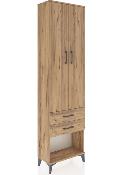 Arges Dolap 2 Raflı 2 Çekmeceli Tek Askılı 60x30x221 Çam-çam Çam