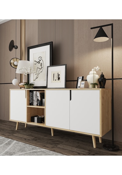 Latina Modern Konsol 3 Kapaklı 180 Cm Safir Meşe - Beyaz Safir - Beyaz Latina Modern Konsol 3 Kapaklı 180 Cm Safir Meşe - Beyaz Safir - Beyaz