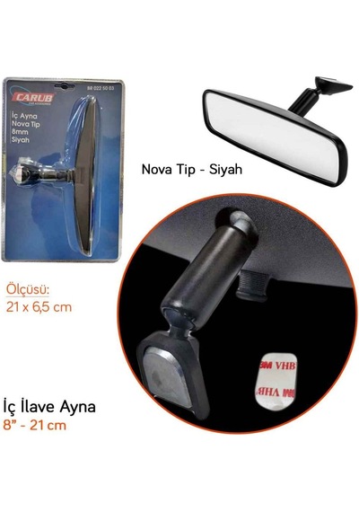 Carub Iç Ilave Ayna 8 Mm Nova Tip 21 Cm Siyah (Chevrolet Model)