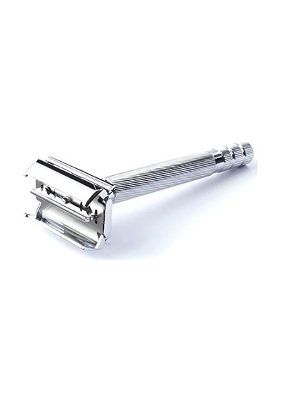 Erkekler İçin Çift Kenarlı Jilet 5 Çift Kenarlı Jilet Yedeği Premium Uzun Metal Sap, Üçlü Kaplamalı Paslanmaz Çelik Bıçaklar, Klasik Tıraş Deneyimi