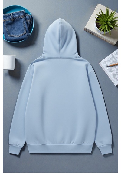 Uyguntarz Unisex Nyc Tasarım Baskılı Kapüşonlu Sweatshirt Bebe Mavisi