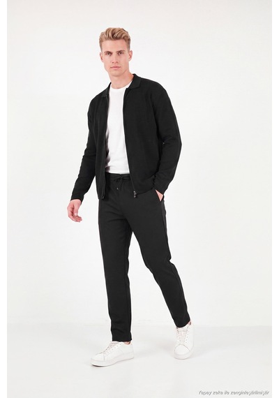 Buratti Regular Fit Düz Paça Bağlamalı Pantolon Erkek Pantolon 6843700 Siyah