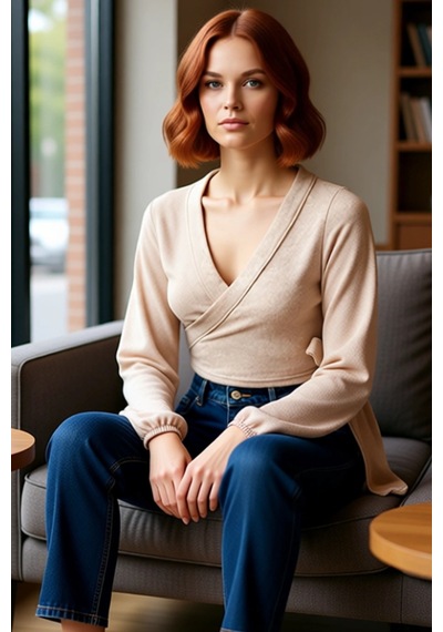 Ersefa Stil Kadın Yumoş Bağlama Detaylı Kollu Bluz Regular Örme Slim Kal Bej