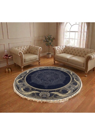 Aldora 200 X 200 Yuvarlak İpek Halı Lacivert