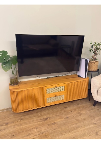 Loen Hazeran Detaylı Masif Ahşap Tv Ünitesi