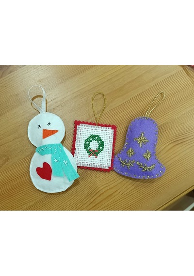 Yılbaşı Süsü 3'lü El Yapımı Keçe Ve Kanaviçe 6 Noel