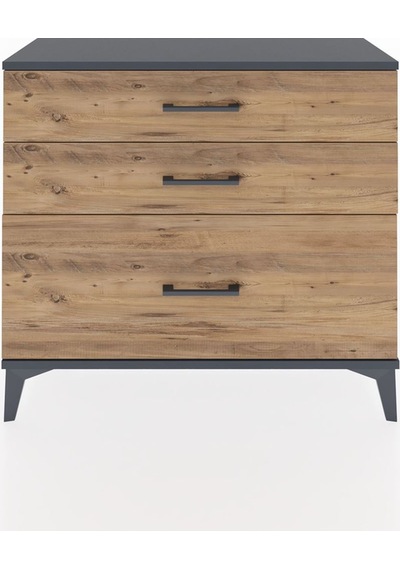 Arges Şifonyer 3 Çekmeceli 88x30x80 Antrasit-çam Antrasit