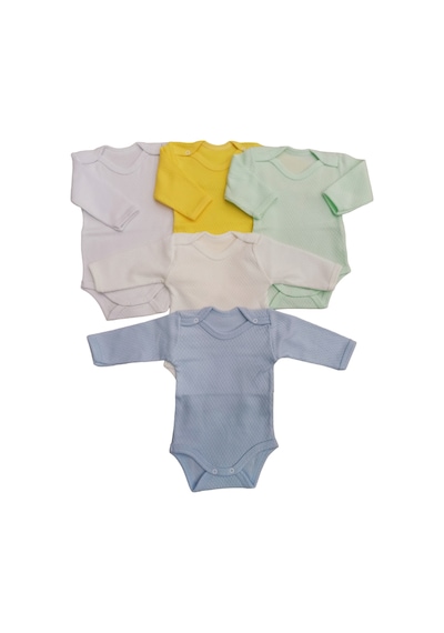 Özdemirli Bebe Uzun Kollu Çıtçıtlı Badi Bisiklet Yaka Body Zıbın (5li Paket)
