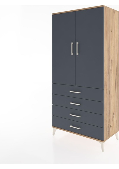 Hyperion Dolap Tek Raflı 4 Çekmeceli Tek Askılı 88x44x182 Çam-antrasit Atlas Çam Hyperion Dolap Tek Raflı 4 Çekmeceli Tek Askılı 88x44x182 Çam-antrasit Atlas Çam