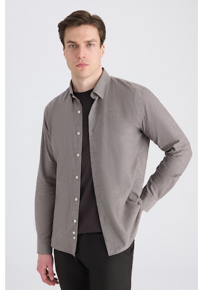 Twn Slim Fit Kahverengi Armürlü Gömlek 5ef02ee04259m Çok Renkli