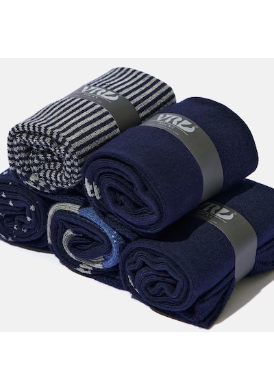 Erkek Bambu Çorap Lacivert Desenli Dikişsiz Premium 5 Çift Soket Çorap 40-44